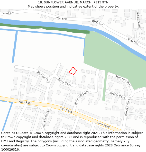 18, SUNFLOWER AVENUE, MARCH, PE15 9TN: Location map and indicative extent of plot