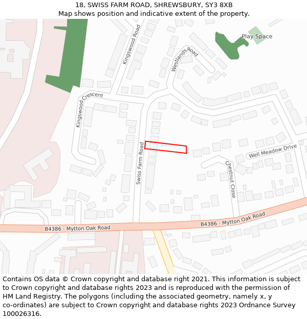 18, SWISS FARM ROAD, SHREWSBURY, SY3 8XB: Location map and indicative extent of plot