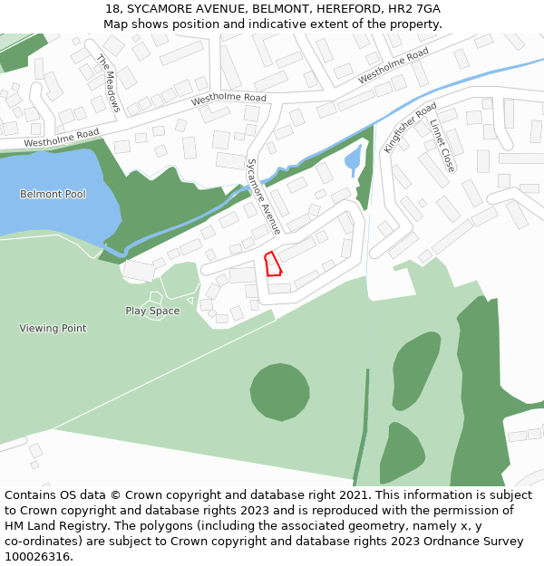 18, SYCAMORE AVENUE, BELMONT, HEREFORD, HR2 7GA: Location map and indicative extent of plot