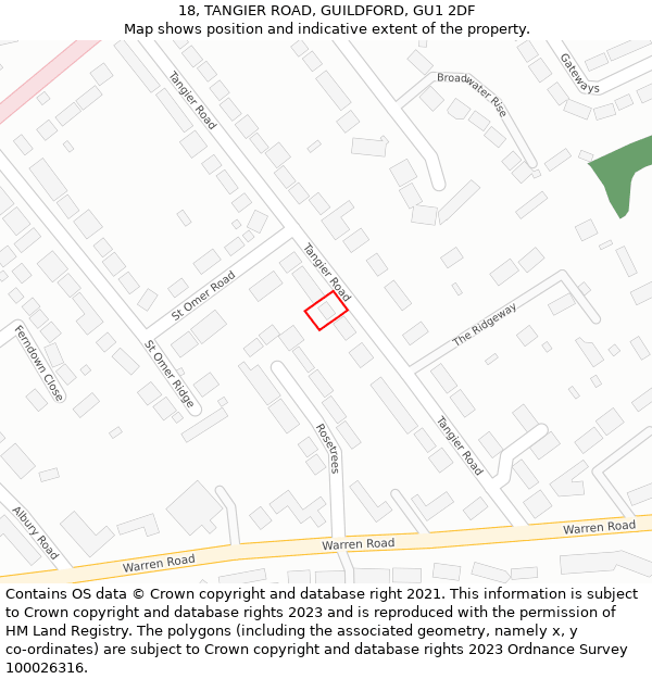 18, TANGIER ROAD, GUILDFORD, GU1 2DF: Location map and indicative extent of plot