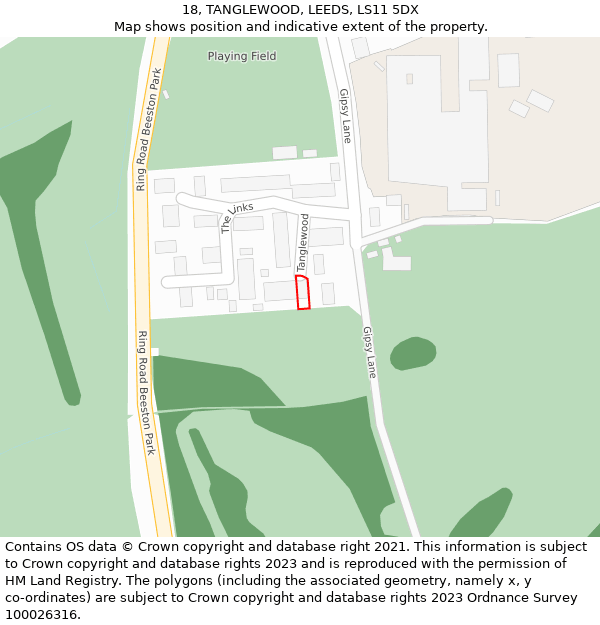 18, TANGLEWOOD, LEEDS, LS11 5DX: Location map and indicative extent of plot