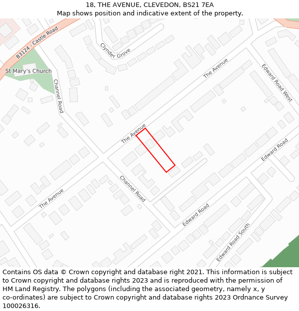 18, THE AVENUE, CLEVEDON, BS21 7EA: Location map and indicative extent of plot