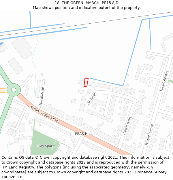 18, THE GREEN, MARCH, PE15 8JD: Location map and indicative extent of plot