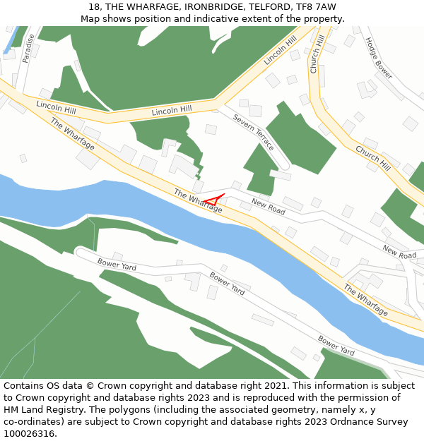 18, THE WHARFAGE, IRONBRIDGE, TELFORD, TF8 7AW: Location map and indicative extent of plot
