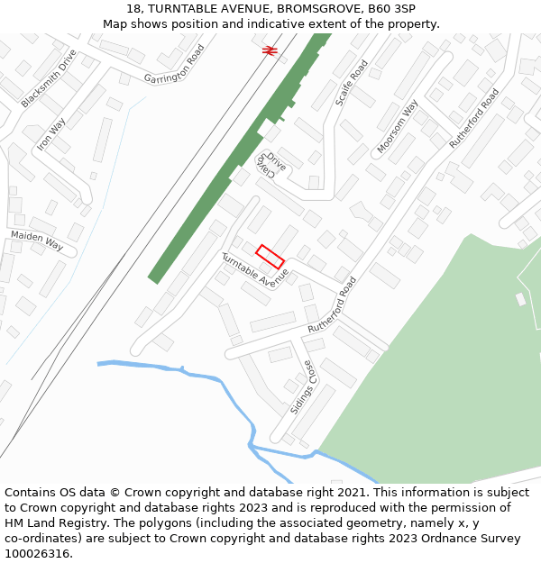 18, TURNTABLE AVENUE, BROMSGROVE, B60 3SP: Location map and indicative extent of plot