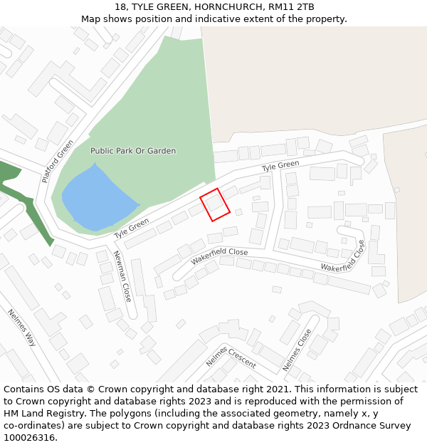 18, TYLE GREEN, HORNCHURCH, RM11 2TB: Location map and indicative extent of plot