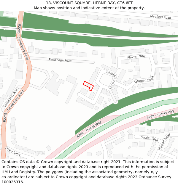 18, VISCOUNT SQUARE, HERNE BAY, CT6 6FT: Location map and indicative extent of plot