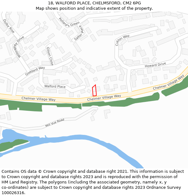 18, WALFORD PLACE, CHELMSFORD, CM2 6PG: Location map and indicative extent of plot