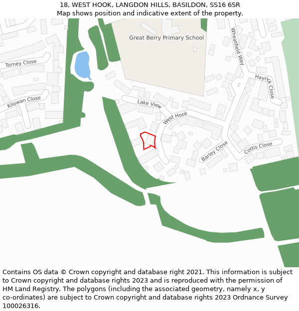 18, WEST HOOK, LANGDON HILLS, BASILDON, SS16 6SR: Location map and indicative extent of plot
