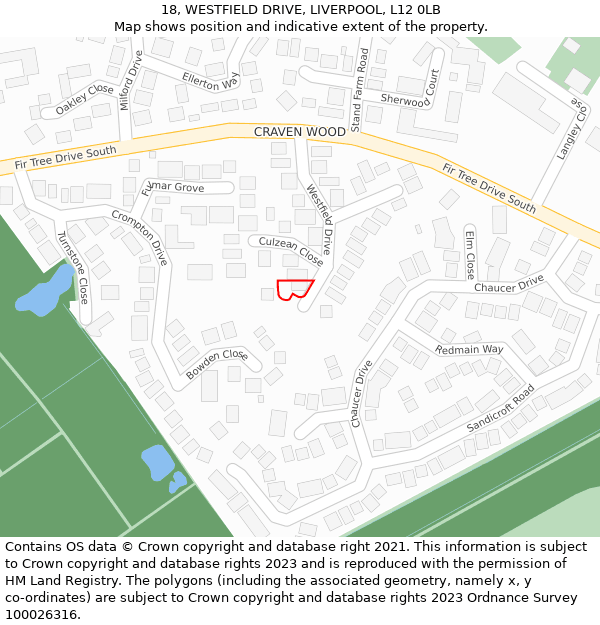 18, WESTFIELD DRIVE, LIVERPOOL, L12 0LB: Location map and indicative extent of plot