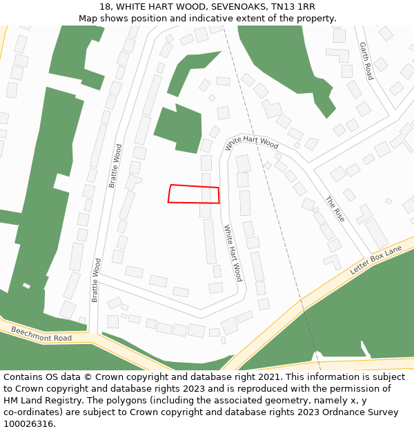 18, WHITE HART WOOD, SEVENOAKS, TN13 1RR: Location map and indicative extent of plot
