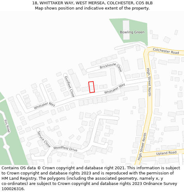 18, WHITTAKER WAY, WEST MERSEA, COLCHESTER, CO5 8LB: Location map and indicative extent of plot