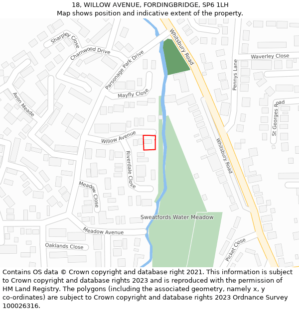 18, WILLOW AVENUE, FORDINGBRIDGE, SP6 1LH: Location map and indicative extent of plot