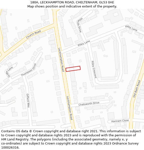 180A, LECKHAMPTON ROAD, CHELTENHAM, GL53 0AE: Location map and indicative extent of plot