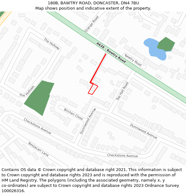 180B, BAWTRY ROAD, DONCASTER, DN4 7BU: Location map and indicative extent of plot