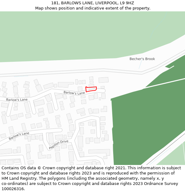 181, BARLOWS LANE, LIVERPOOL, L9 9HZ: Location map and indicative extent of plot