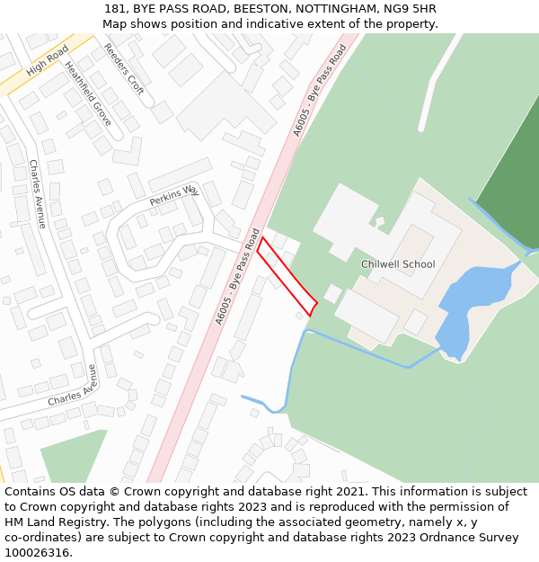 181, BYE PASS ROAD, BEESTON, NOTTINGHAM, NG9 5HR: Location map and indicative extent of plot