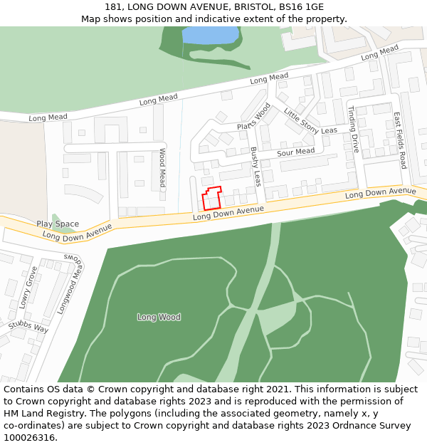 181, LONG DOWN AVENUE, BRISTOL, BS16 1GE: Location map and indicative extent of plot