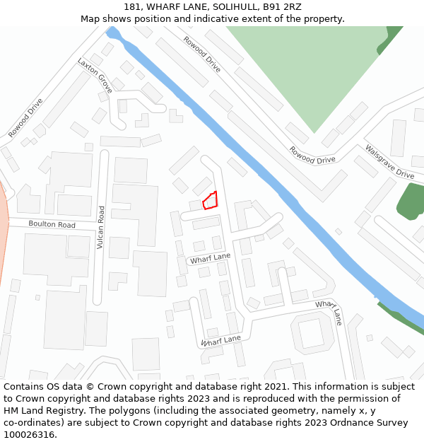 181, WHARF LANE, SOLIHULL, B91 2RZ: Location map and indicative extent of plot