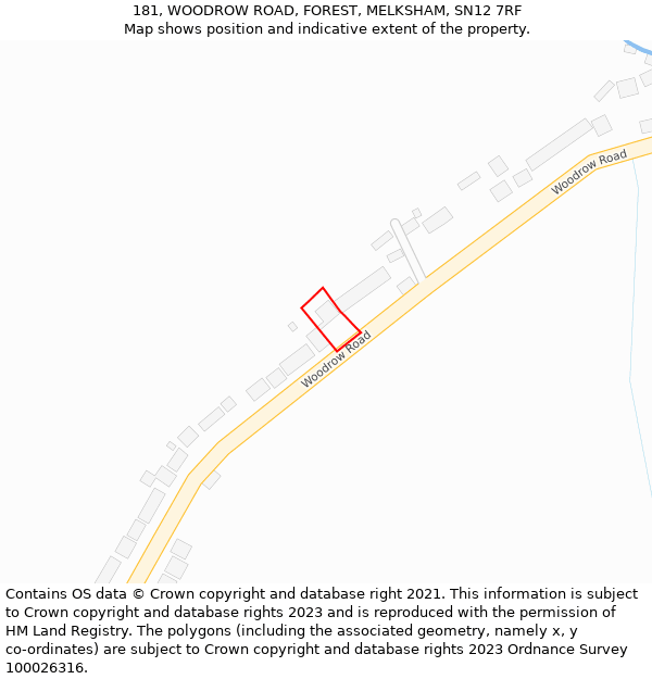181, WOODROW ROAD, FOREST, MELKSHAM, SN12 7RF: Location map and indicative extent of plot