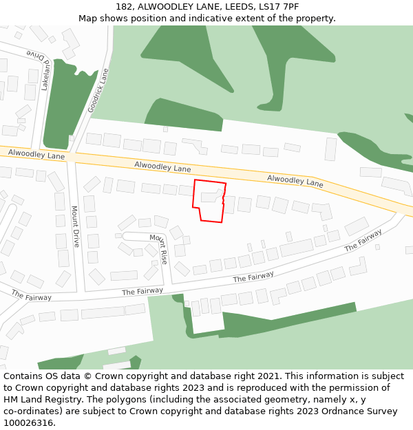 182, ALWOODLEY LANE, LEEDS, LS17 7PF: Location map and indicative extent of plot