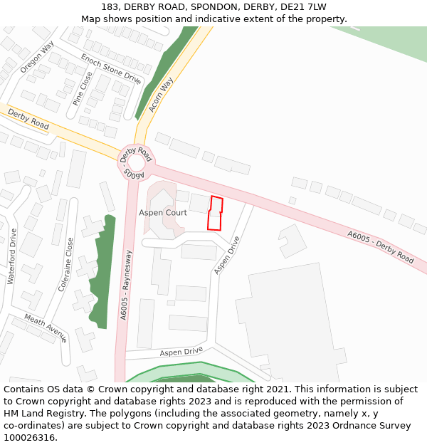 183, DERBY ROAD, SPONDON, DERBY, DE21 7LW: Location map and indicative extent of plot