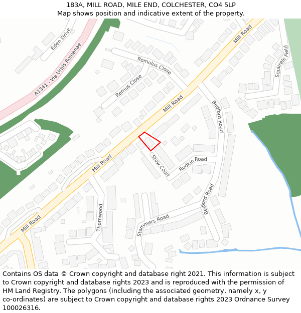 183A, MILL ROAD, MILE END, COLCHESTER, CO4 5LP: Location map and indicative extent of plot