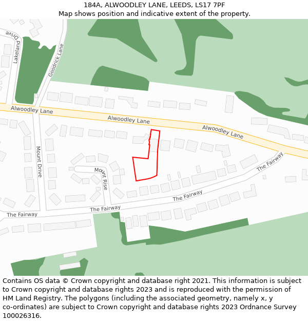 184A, ALWOODLEY LANE, LEEDS, LS17 7PF: Location map and indicative extent of plot
