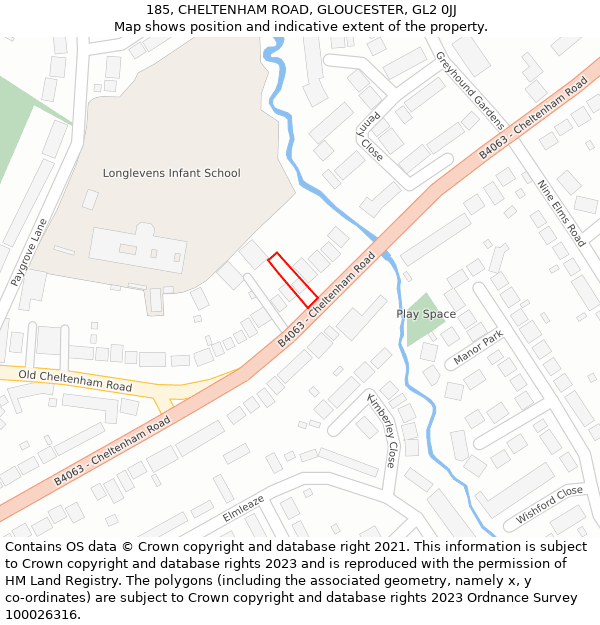 185, CHELTENHAM ROAD, GLOUCESTER, GL2 0JJ: Location map and indicative extent of plot