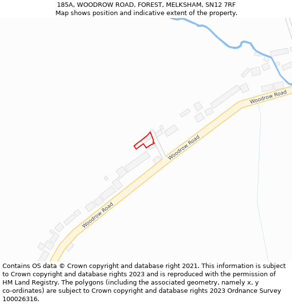 185A, WOODROW ROAD, FOREST, MELKSHAM, SN12 7RF: Location map and indicative extent of plot