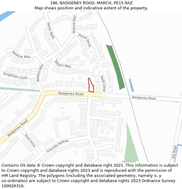 186, BADGENEY ROAD, MARCH, PE15 9AZ: Location map and indicative extent of plot