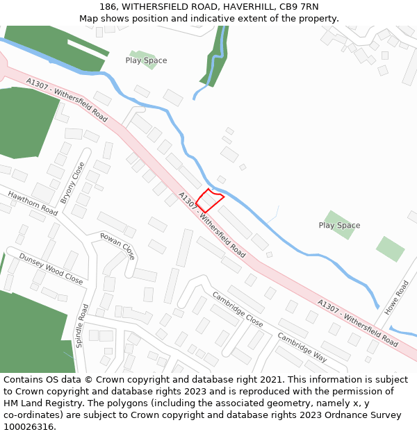 186, WITHERSFIELD ROAD, HAVERHILL, CB9 7RN: Location map and indicative extent of plot