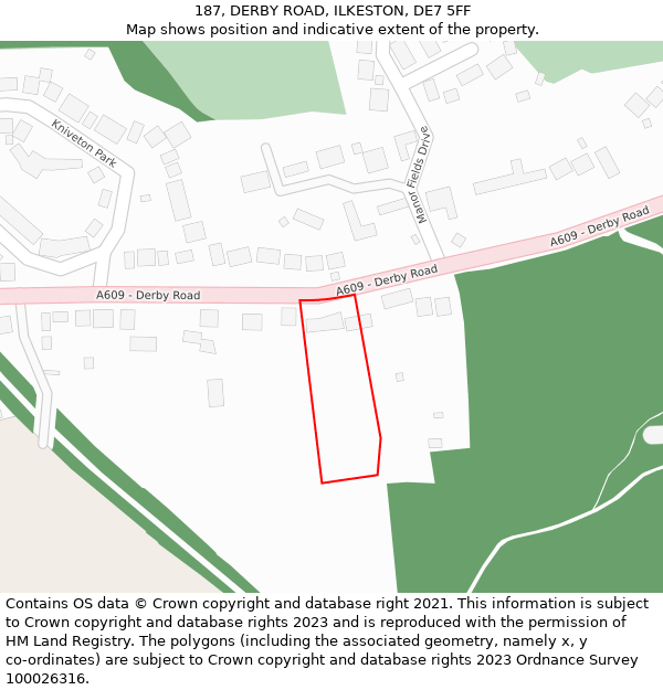 187, DERBY ROAD, ILKESTON, DE7 5FF: Location map and indicative extent of plot