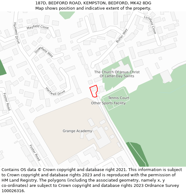 187D, BEDFORD ROAD, KEMPSTON, BEDFORD, MK42 8DG: Location map and indicative extent of plot