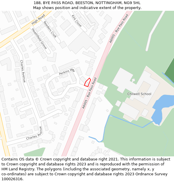 188, BYE PASS ROAD, BEESTON, NOTTINGHAM, NG9 5HL: Location map and indicative extent of plot