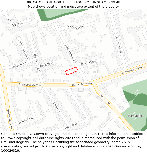 189, CATOR LANE NORTH, BEESTON, NOTTINGHAM, NG9 4BL: Location map and indicative extent of plot