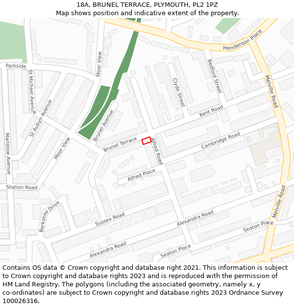 18A, BRUNEL TERRACE, PLYMOUTH, PL2 1PZ: Location map and indicative extent of plot