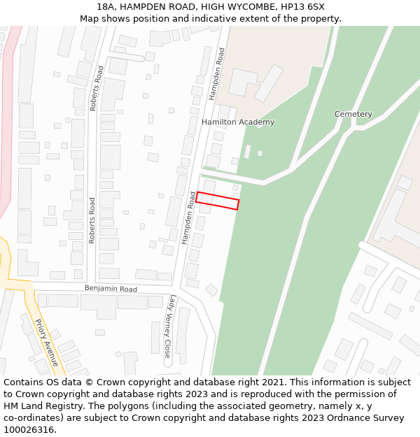 18A, HAMPDEN ROAD, HIGH WYCOMBE, HP13 6SX: Location map and indicative extent of plot