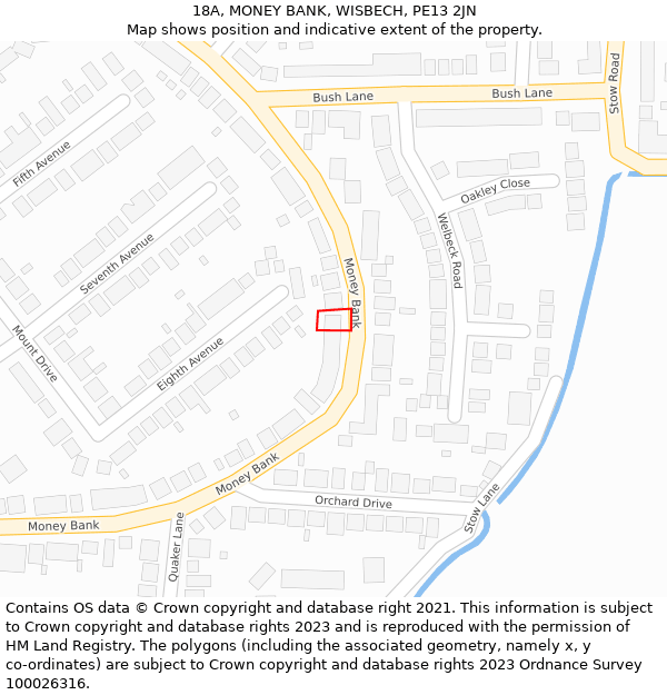 18A, MONEY BANK, WISBECH, PE13 2JN: Location map and indicative extent of plot