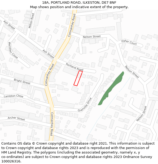 18A, PORTLAND ROAD, ILKESTON, DE7 8NF: Location map and indicative extent of plot