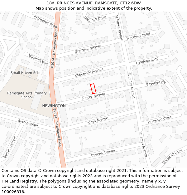 18A, PRINCES AVENUE, RAMSGATE, CT12 6DW: Location map and indicative extent of plot