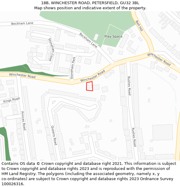 18B, WINCHESTER ROAD, PETERSFIELD, GU32 3BL: Location map and indicative extent of plot