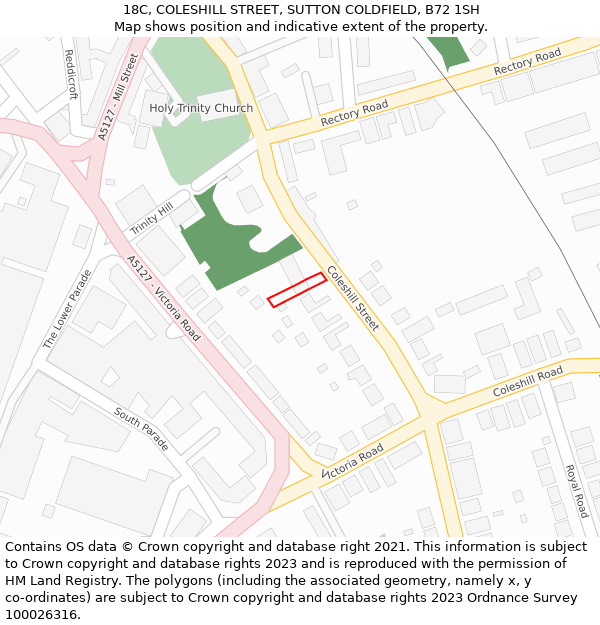 18C, COLESHILL STREET, SUTTON COLDFIELD, B72 1SH: Location map and indicative extent of plot