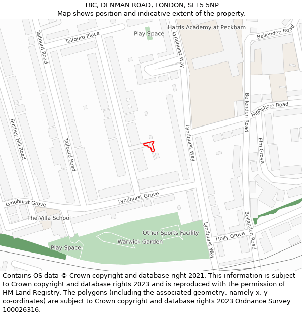 18C, DENMAN ROAD, LONDON, SE15 5NP: Location map and indicative extent of plot