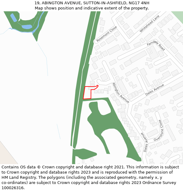 19, ABINGTON AVENUE, SUTTON-IN-ASHFIELD, NG17 4NH: Location map and indicative extent of plot