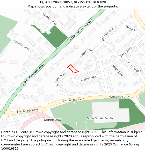 19, AIRBORNE DRIVE, PLYMOUTH, PL6 8DP: Location map and indicative extent of plot