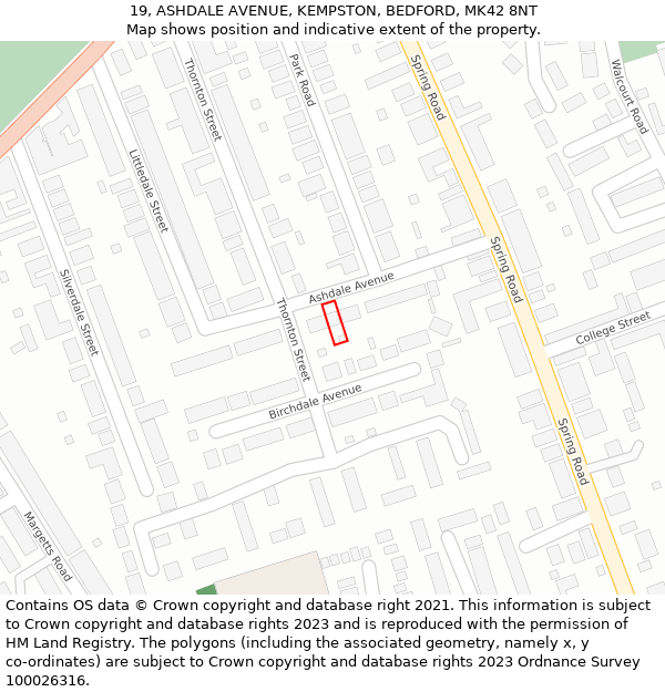 19, ASHDALE AVENUE, KEMPSTON, BEDFORD, MK42 8NT: Location map and indicative extent of plot