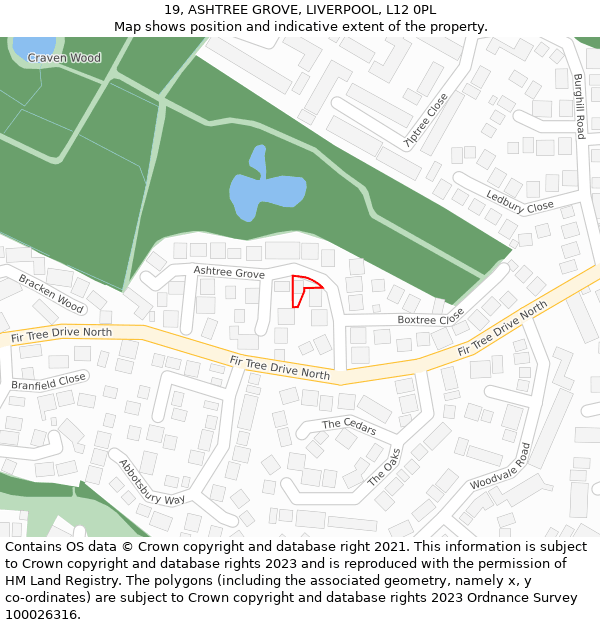 19, ASHTREE GROVE, LIVERPOOL, L12 0PL: Location map and indicative extent of plot
