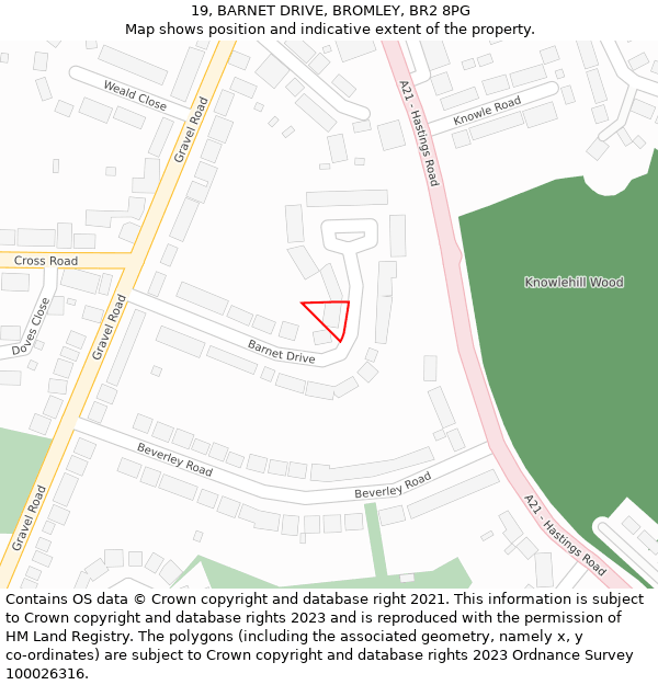 19, BARNET DRIVE, BROMLEY, BR2 8PG: Location map and indicative extent of plot