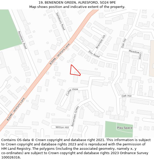 19, BENENDEN GREEN, ALRESFORD, SO24 9PE: Location map and indicative extent of plot